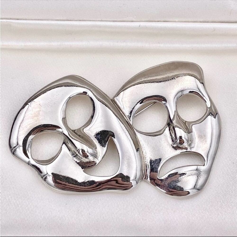 Thalia & Melpomene Comedy Tragedy Vintage Brooch